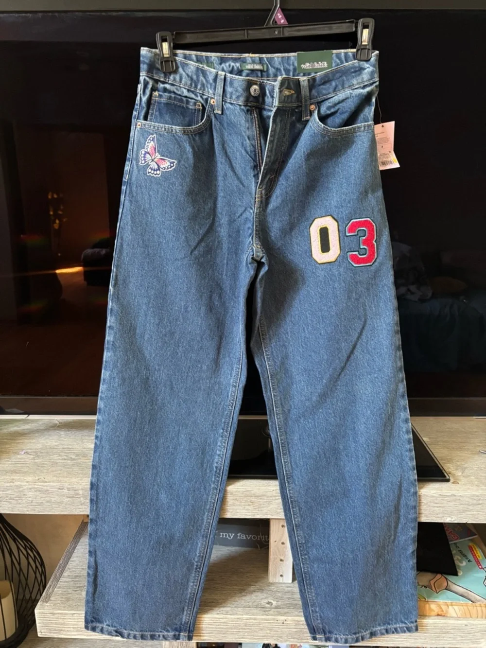 wild fable Blue Embroidered Patchwork Boyfriend Jeans - Picture 8 of 8